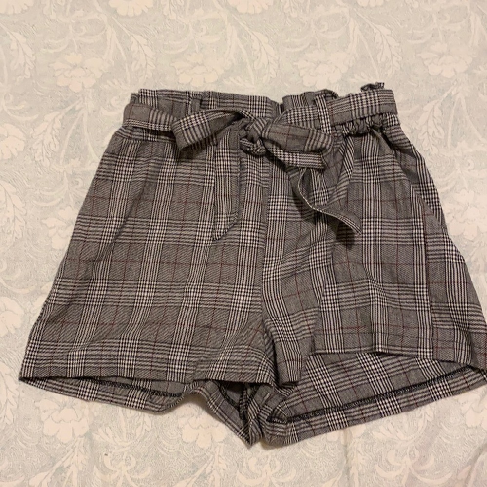 Plaid Black and Gray Plaid Shorts